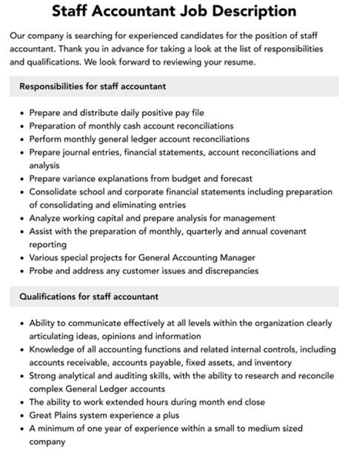 Staff accountant job description - How To Discuss